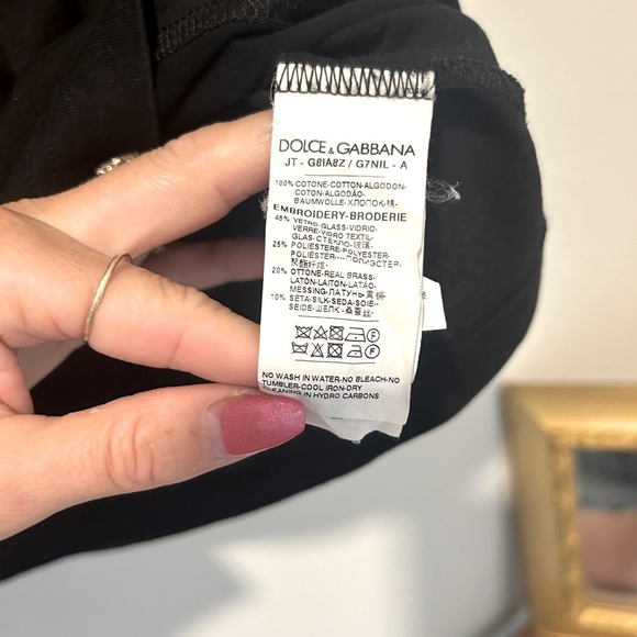 DOLCE & GABBANA -  Cotton French Wire Embellishment T-shirt - Picture 8 of 10